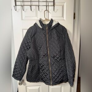 Quilted Black Hooded Jacket